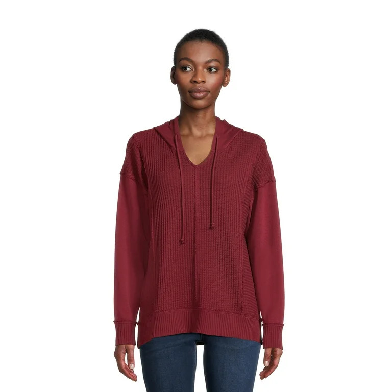 Time and Tru Women's Waffle Texture Hoodie, Sizes XS-3XL | Walmart (US)