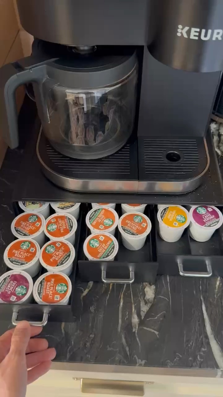 My coffee set up ☕️ The K-cup organizer keeps everything neat, and the to-go cups make it feel like I’m grabbing coffee out every morning! Love it 🤎

#LTKhome #LTKfamily