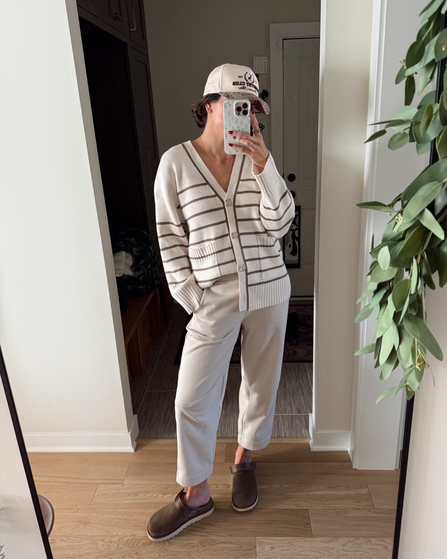 My comfy postpartum friendly outfit is on sale for Black Friday! 🤎
Stripe cardigan: true to size (I sized up to a M but it runs oversized) 
Fleece tapered pants: true to size (S)
Uggs: not on sale but tts, size up for half sizes 
Camo trucker hat on sale too! 

#LTKSaleAlert #LTKSeasonal #LTKCyberWeek