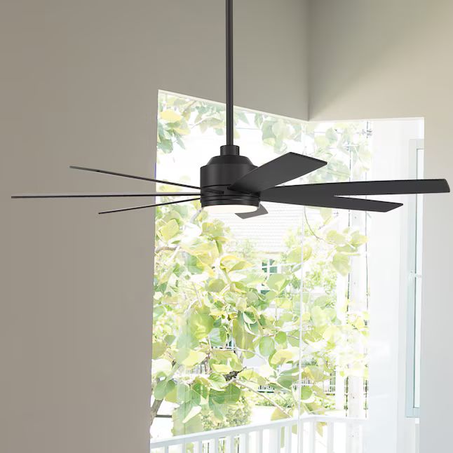 Harbor Breeze Cogdell 60-in Matte Black Color-changing Integrated LED Indoor/Outdoor Downrod or F... | Lowe's