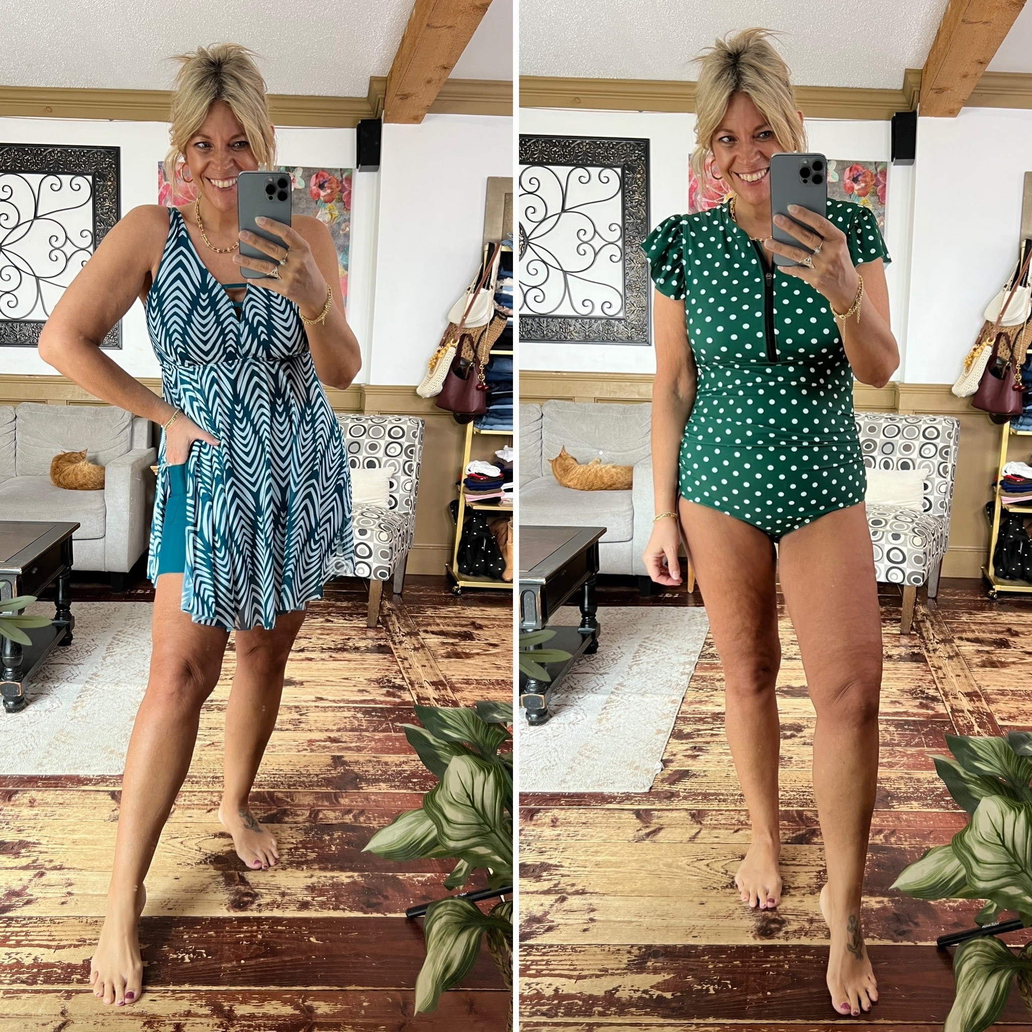 Wearing size 12 in the swim dress with shorts and the one piece with the zipper details and flutter sleeves. 

#LTKSeasonal #LTKOver40 #LTKMidsize