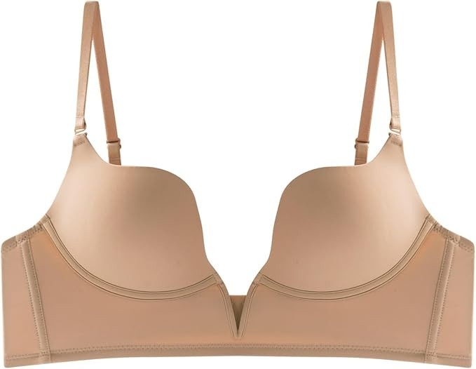 Women's Deep V Plunge Push Up Bra with Clear Straps Backless Convertible Low Cut Underwire Bra | Amazon (US)