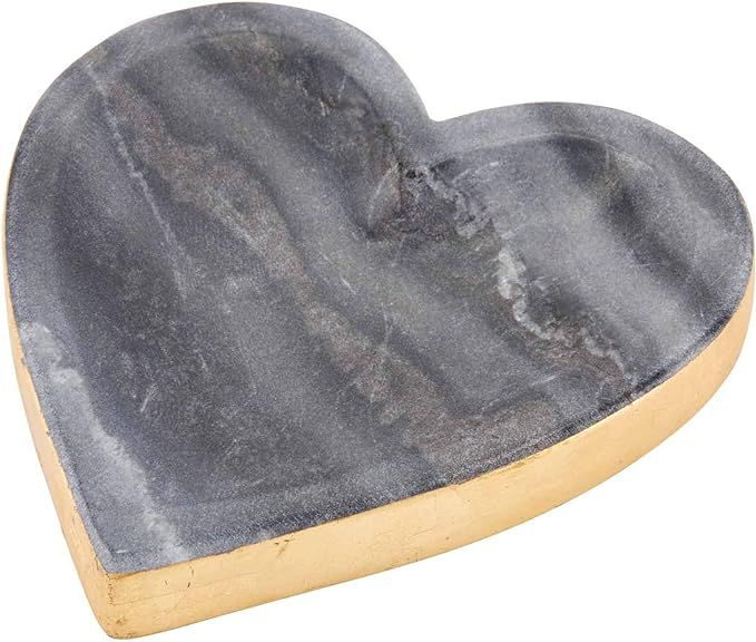 Mud Pie Gold Edge Marble Heart Tray, Grey | Amazon (US)