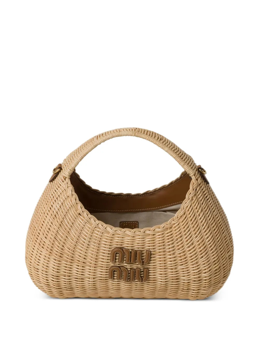 Miu Miu Wander Wicker Handbag | Neutrals | FARFETCH | Farfetch Global