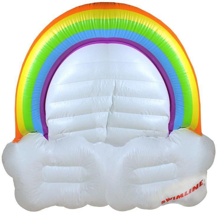 Swimline 68" Inflatable Swimming Pool 3-Person Rainbow with Clouds Island - White/Green | Target