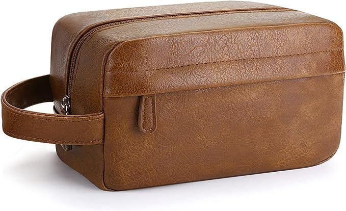 Vorspack Toiletry Bag for Men PU Leather Hanging Dopp Kit Water Resistant Shaving Bag with Large ... | Amazon (US)