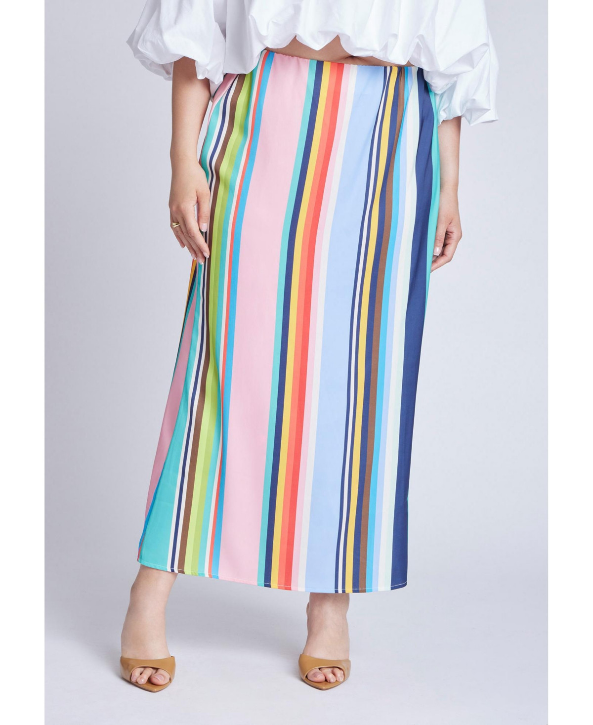 Eloquii Women's Plus Size Satin Maxi Skirt - Casetta stripe | Macy's