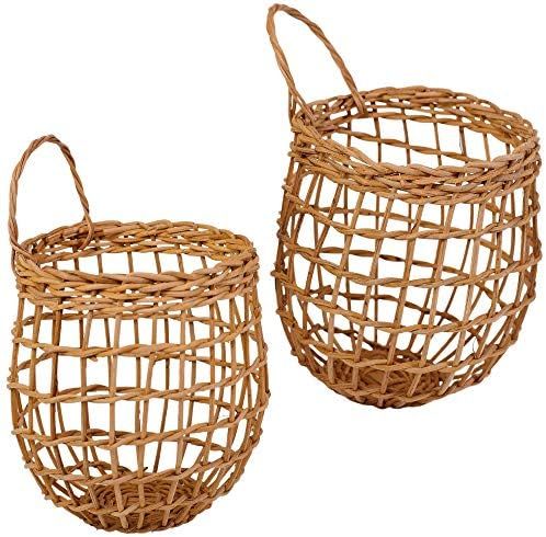 HyakuOku Onion Basket Handwoven Rattan - Chic Decor Hanging Wall Onion Container - Vintage Boho S... | Amazon (US)