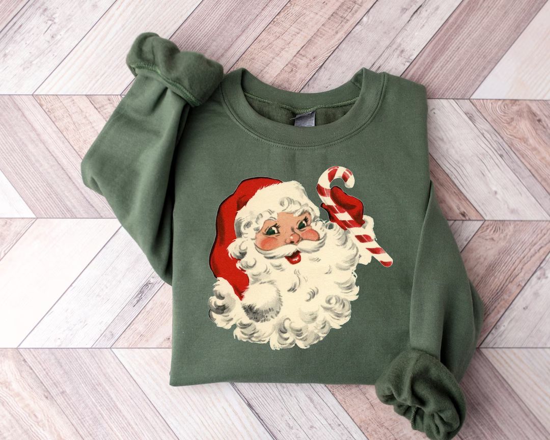 Retro Santa Shirt Christmas Sweatshirt Women Christmas Santa - Etsy | Etsy (US)