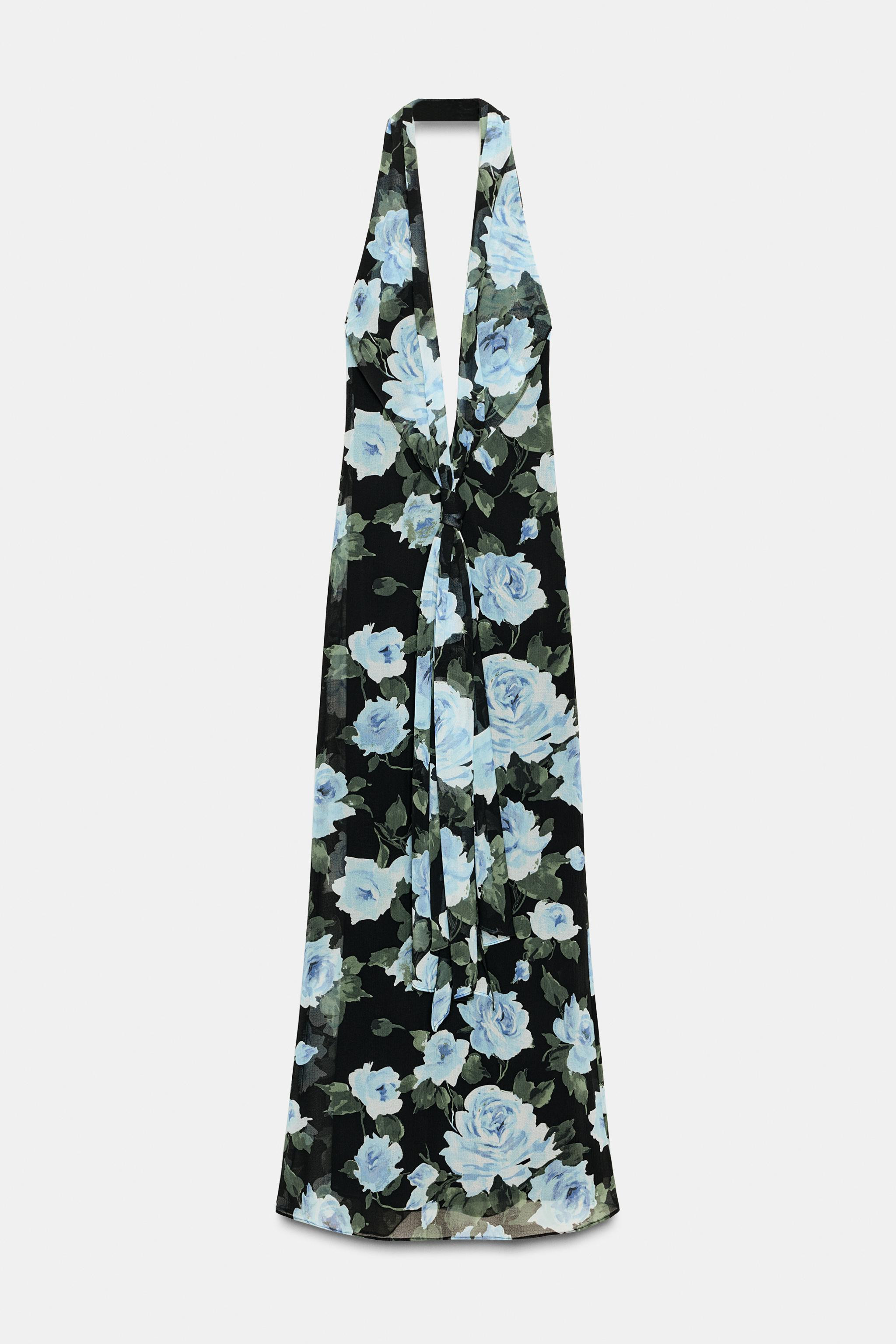 LONG FLORAL PRINT KNOTTED DRESS | Zara US
