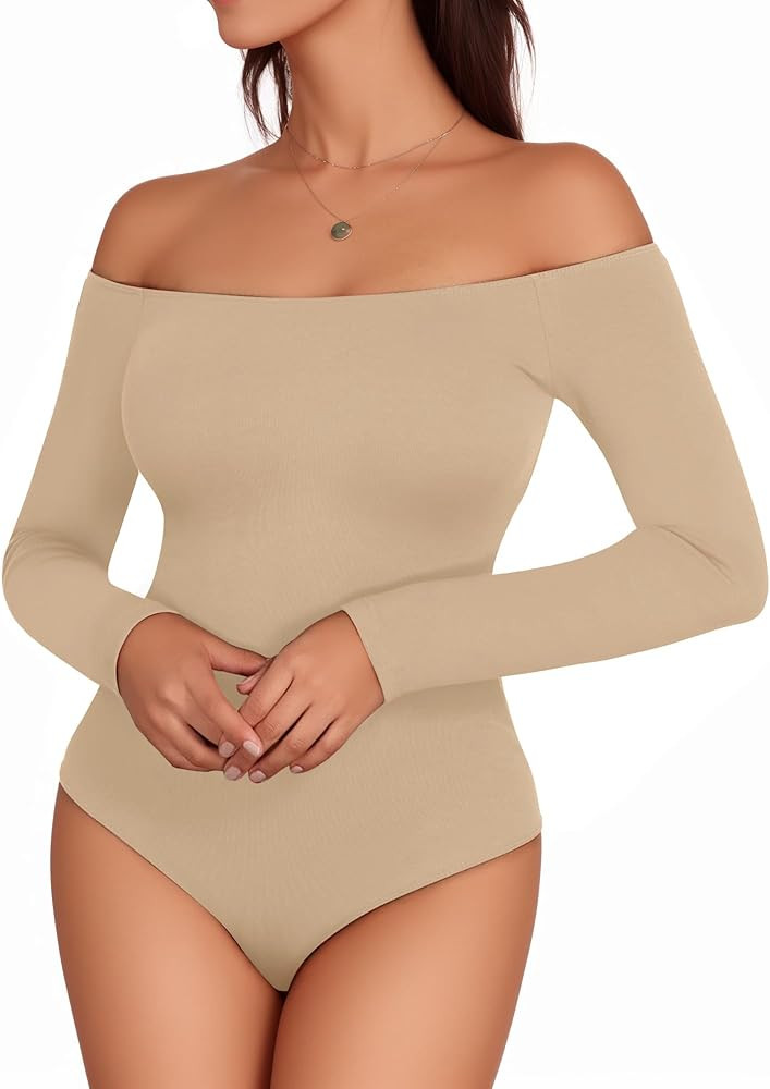 MANGOPOP Off The Shoulder Long Sleeve Short Sleeve Bodysuit for Women | Amazon (US)