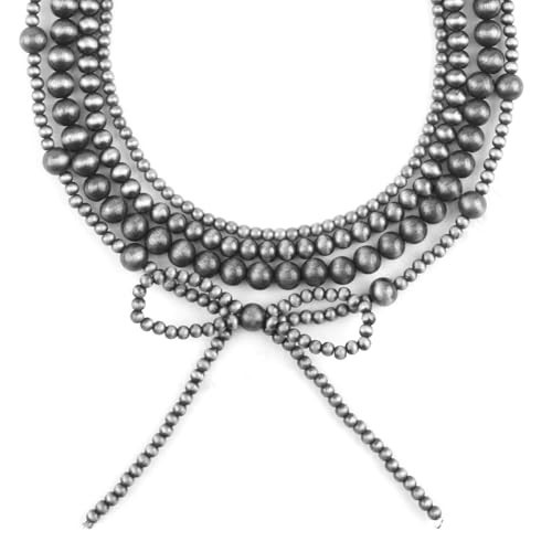 Navajo Pearl Necklace Set, Gunmetal Beads Multi Layered Necklaces for Women, Western Country Necklaces for Women, Boho Vintage Stacked Strand Choker Jewelry Gift for Her (Black Grey) | Amazon (US)