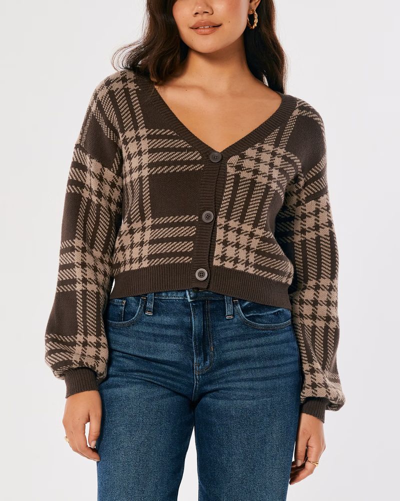 Crop Cable-Knit Cardigan | Hollister (US)