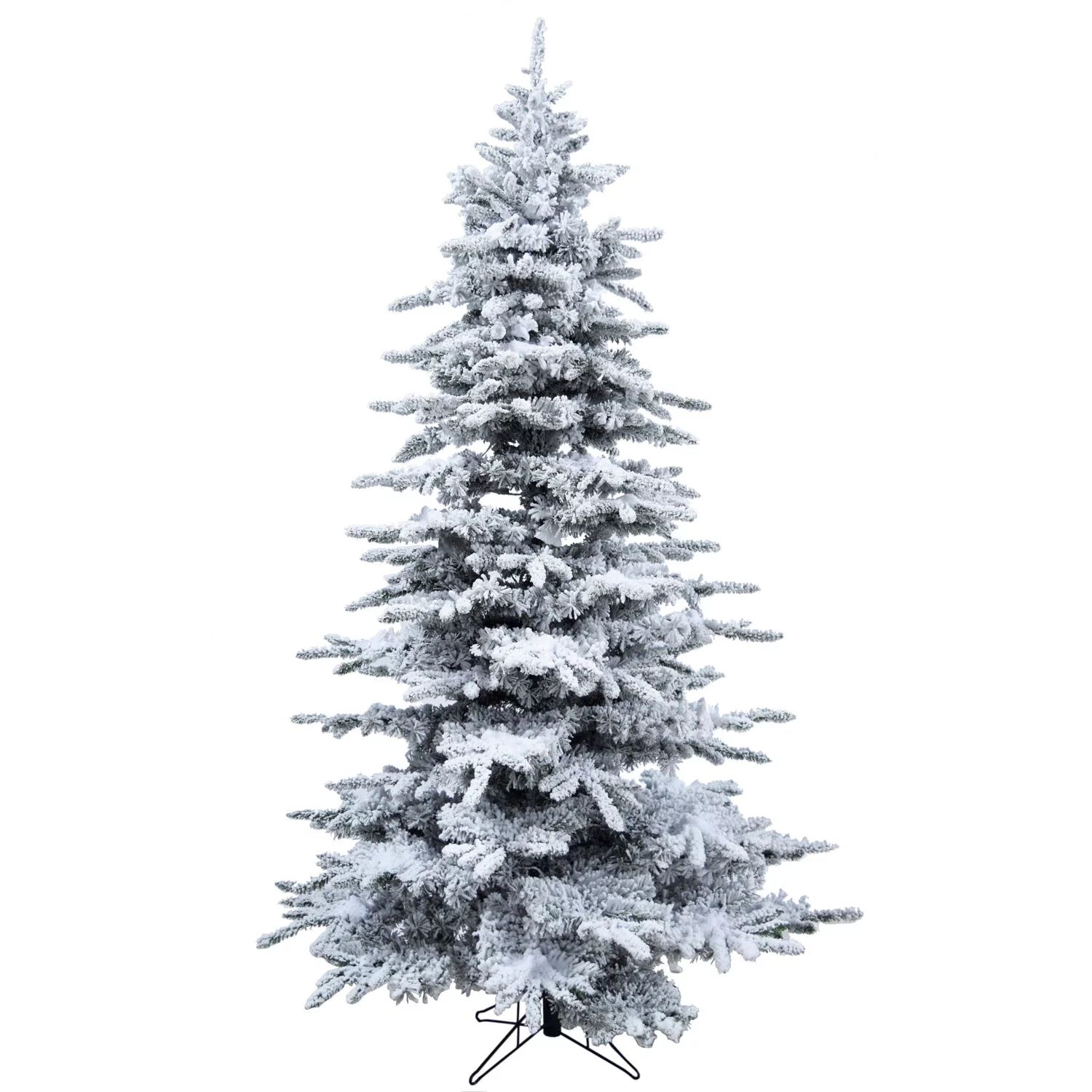 Christmas Time 7.5-Ft Silverado Pine White Flocked Slim Christmas Tree with Metal Stand, No Light... | Walmart (US)