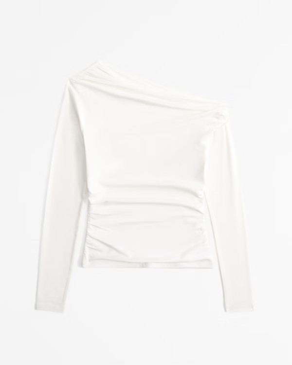 Women's Long-Sleeve Off-The-Shoulder Draped Top | Women's Clearance | Abercrombie.com | Abercrombie & Fitch (US)