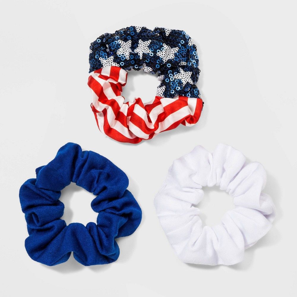 American Flag Sequin Jersey Fabric Twister Hair Elastic - Blue | Target