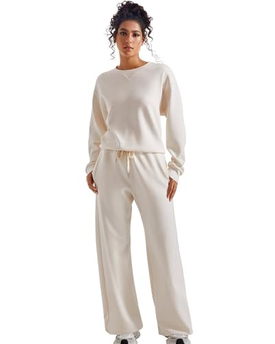 SUUKSESS Women Modal Fall 2 piece outfits Oversized Sweatshirt Wide Leg Pants | Amazon (US)