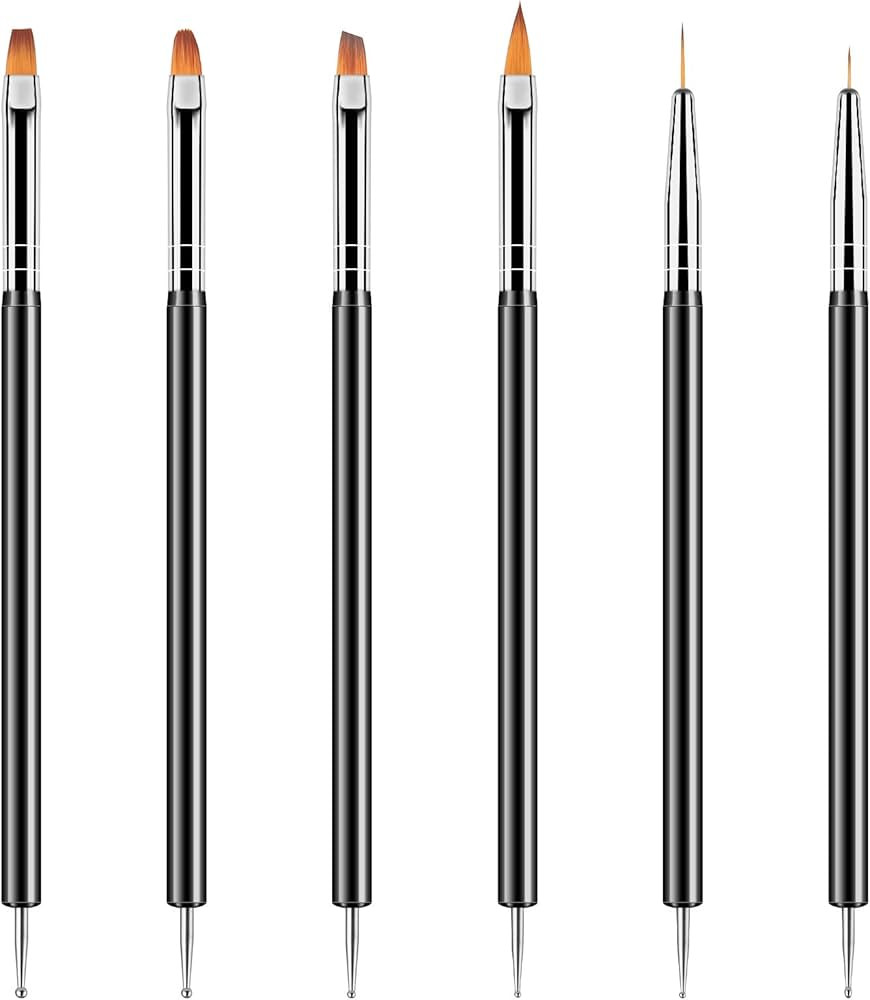 Artdone Nail Dotting Tools 6PCS Double-ended Nail Art Brushes Kit Nail Art Gel Polish Liner Brush... | Amazon (US)