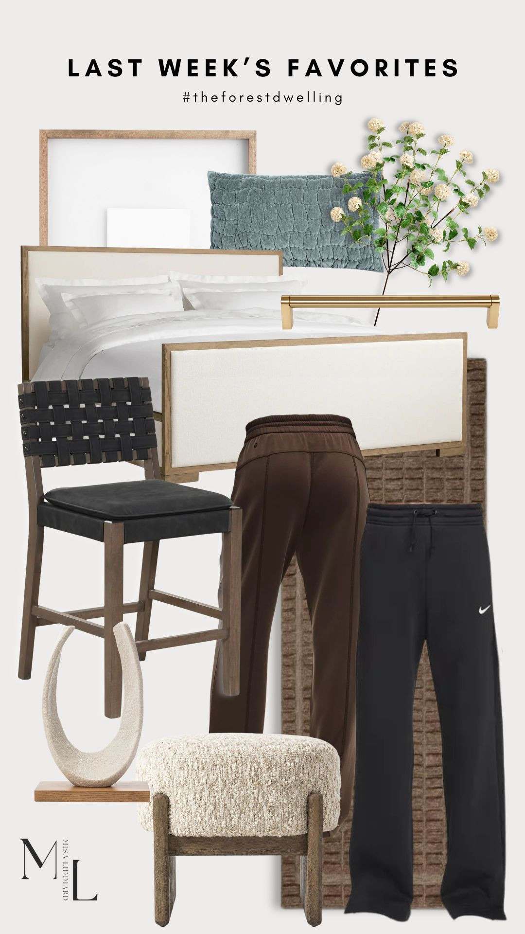 Last week's faves! These are some of the best sweat pants! The Softstreme are more of an elevated feel. Fabric is so soft. The Phoenix are great for everyday wear. Love the wide leg and high waist. I have three of these upholstered stools styled in my hallway. Obsessed. The Sergio Object is such a cool piece of decor. One of my personal faves. 

 #LTKdayinmylife #LTKSeasonal #LTKHome
