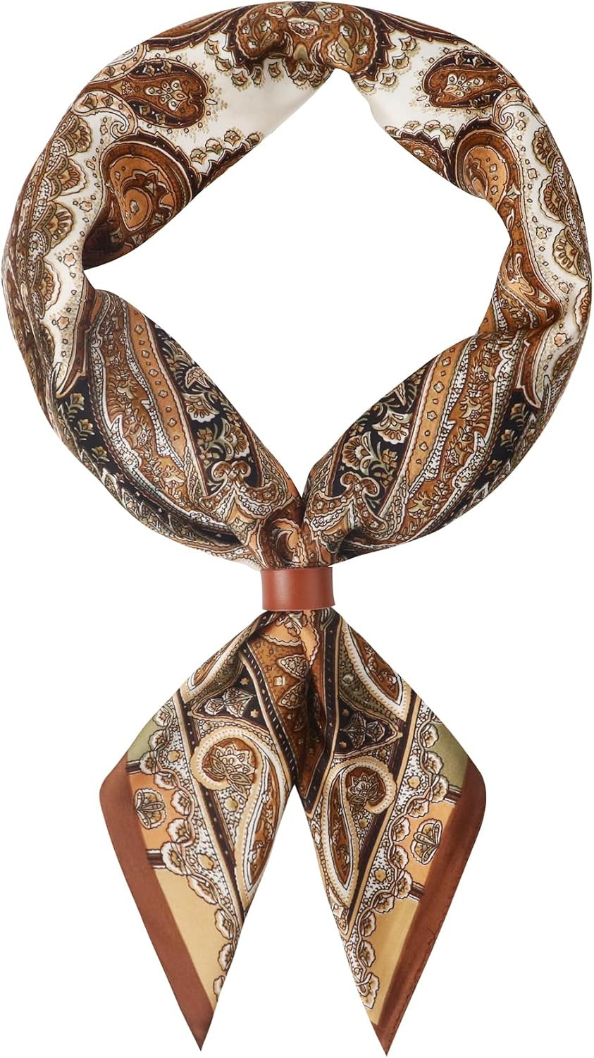 27.5 Inches Square Silk Feeling Neck Scarf for Men Necktie Silk Bandanas Pocket Square Cowboy Scarves | Amazon (US)