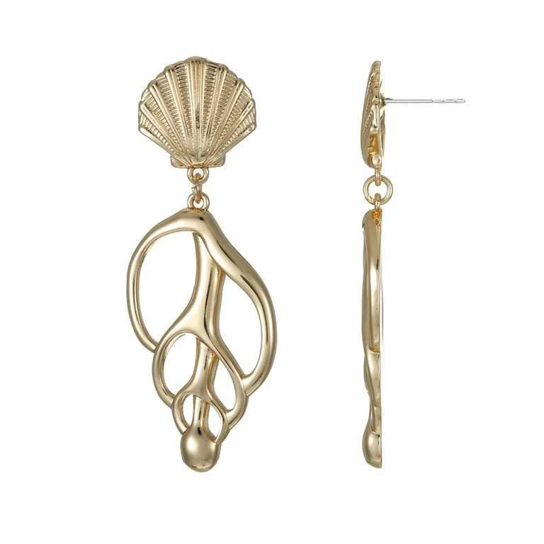 Time and Tru Gold Seashell Drop Earrings | Walmart (US)