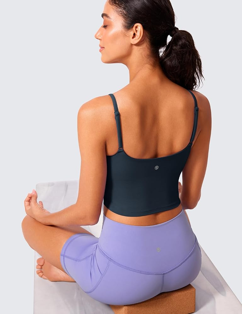 CRZ YOGA Butterlift Womens Scoop Neck Longline Sports Bra - U Back Adjustable Straps Workout Crop... | Amazon (CA)