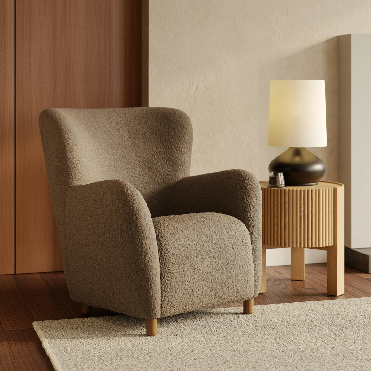 Archie 31.5" Lounge Chair - Short Shearling Taupe | Article