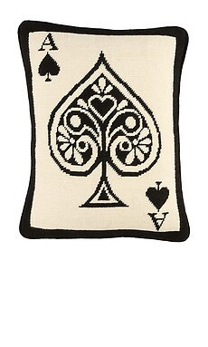 Jonathan Adler Dealer's Choice Ace Of Spades Needlepoint Pillow in White & Black from Revolve.com | Revolve Clothing (Global)
