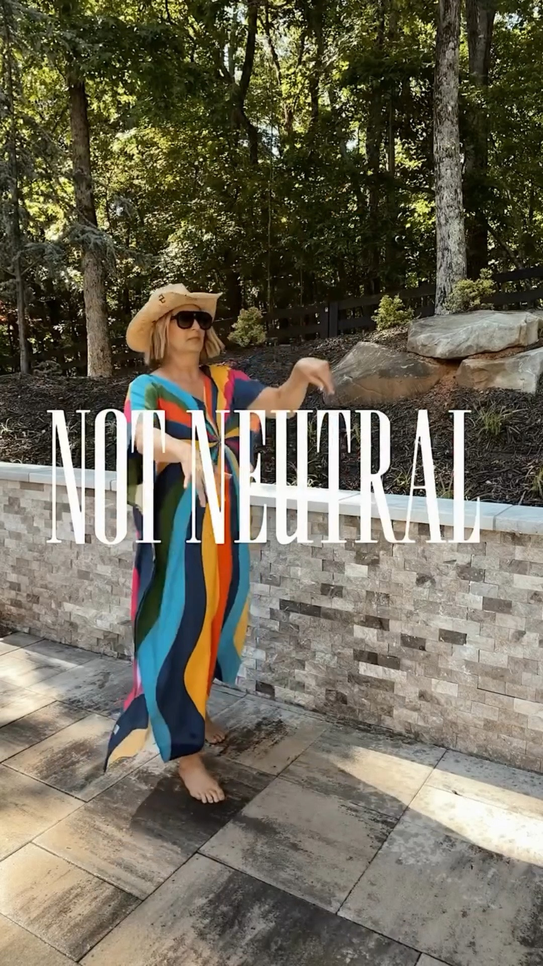 Over 50 and NOT neutral. Ha! I think I’ve tried to do the minimalist, neutral thing in my home and wardrobe and I keep coming back to NOT neutral. A few months ago I stopped paying attention to what other women my age were posting on social media and went back to how I always developed my style - magazines, in-person shopping, travel, wearing what I liked. This is where inspiration always hit. It’s working again! I don’t know if I’m “on-trend” or not, but I’m dressing like me and having much more fun with fashion - and home decor again. Nice to meet you! - Jill, @shoppixieco 

colorful caftan | not neutral | midlife style | poolside outfit | unapologetic style | travel inspired style | magazine inspired fashion | wear what you love | modern midlife cool | over 50 style confidence