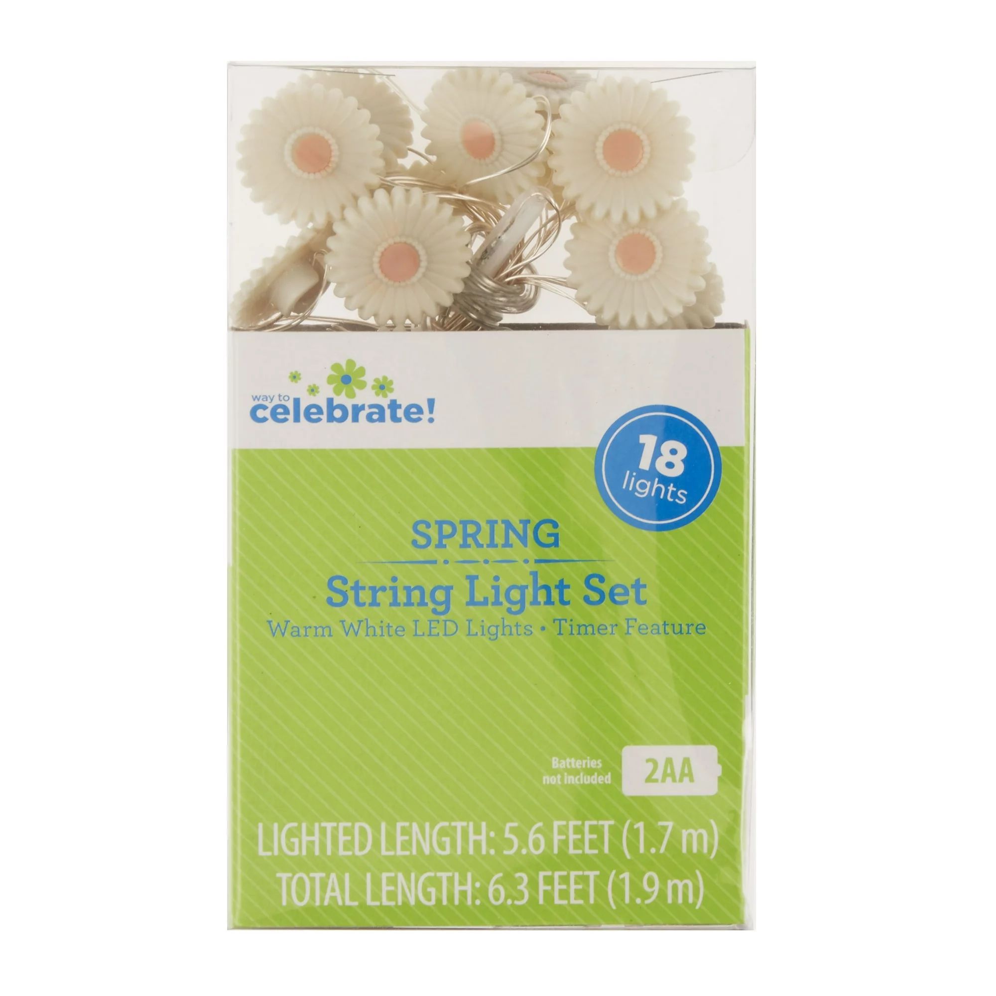 Way To Celebrate Spring String Light Set, Daisy, 18 Lights | Walmart (US)