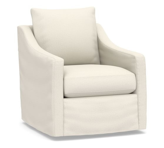 Ayden Slope Arm Slipcovered Swivel Glider | Pottery Barn (US)
