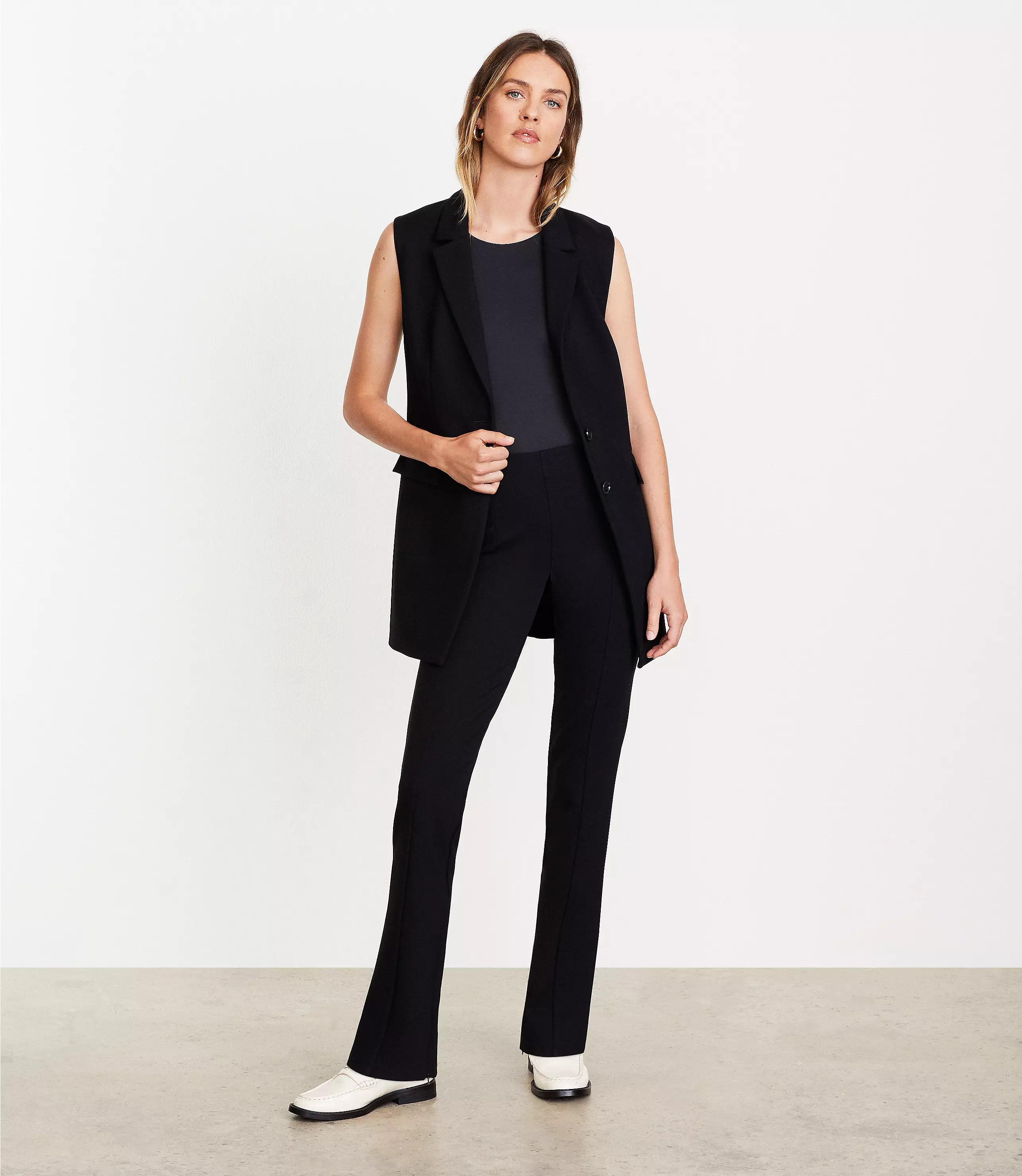 Petite LOFT Versa Ponte Deluxe Split Hem Slim Pants | LOFT