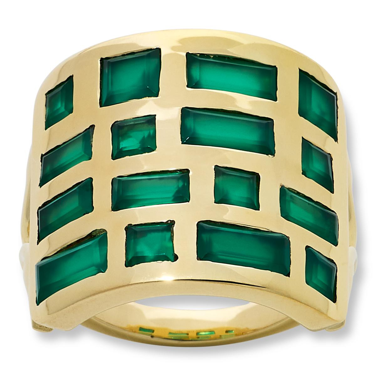 Rarities Gold-Plated Sterling Silver Green Chalcedony Wide Band Ring - 23381620 | HSN | HSN