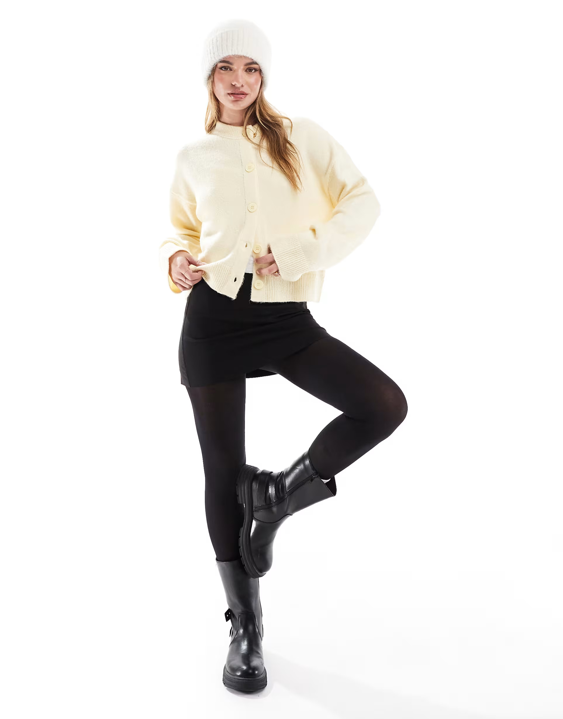 ASOS DESIGN crew neck cardigan in buttermilk | ASOS | ASOS (Global)