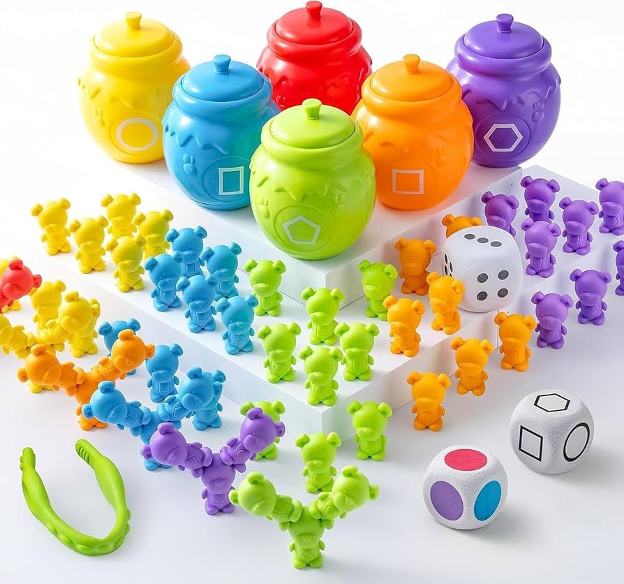 JOYIN Rainbow Counting Bears with Matching Sorting Cups - 83 Pcs Set Learning Toys for Kids Age 3... | Amazon (US)