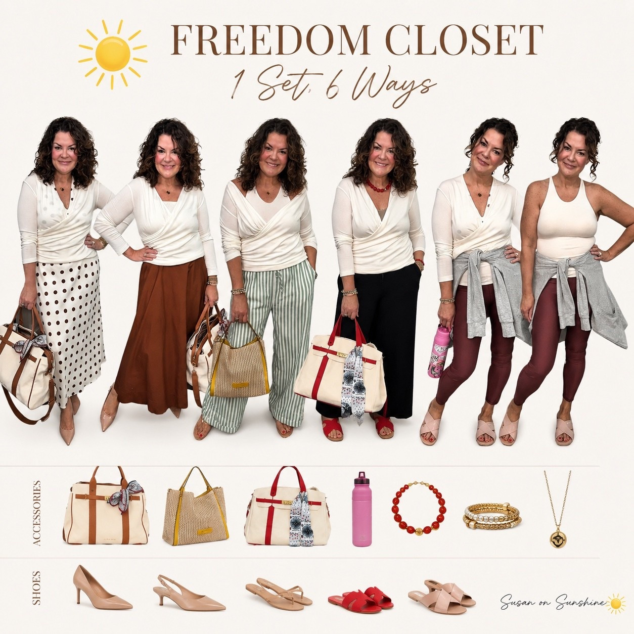 One set, SIX ways ☀️🤎

This is what my Freedom Closet is all about — shopping my own closet, wearing what I already love, and finding new ways to style it instead of always buying something new.

This cream two-piece set turned out to be one of those pieces that can do SO much more than I realized — work, weekend, casual and everything in between.

I’ve linked the set along with similar pieces to recreate the looks! Which one is your favorite?

#LTKMidsize #LTKWorkwear #LTKootd