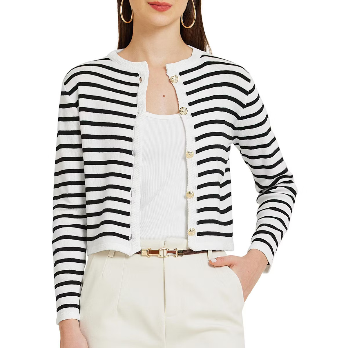 Allegra K Women's Round Neck Long Sleeve Button Down Cardigan Sweaters | Target