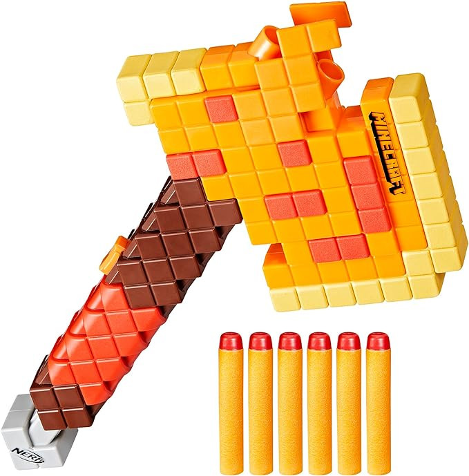 Nerf Minecraft Firebrand, Dart Blasting Axe, 6 Nerf Elite Foam Darts, Design Inspired by Minecraf... | Amazon (US)