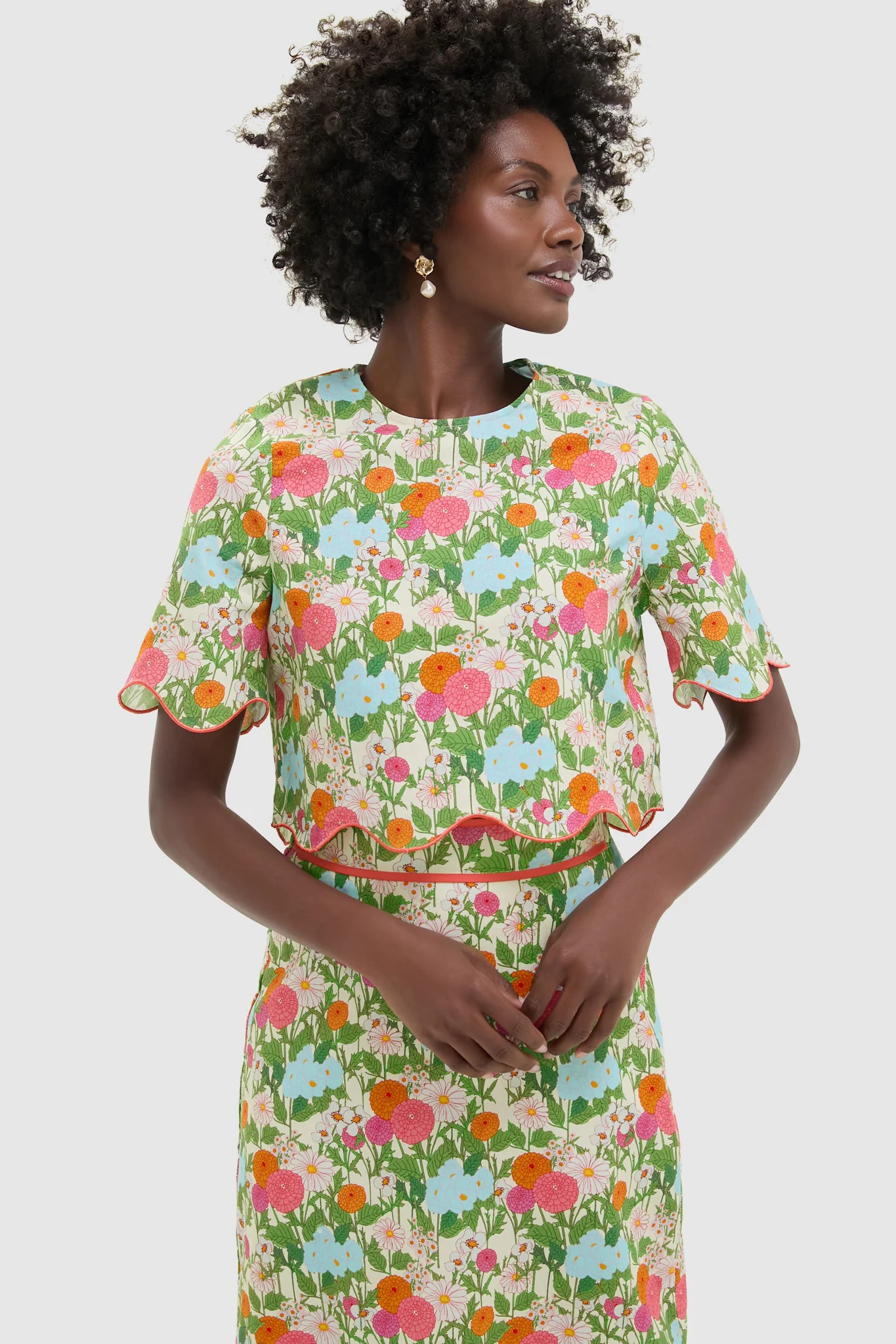 Multi Green Begonia Floral Ezra Blouse | Tuckernuck (US)