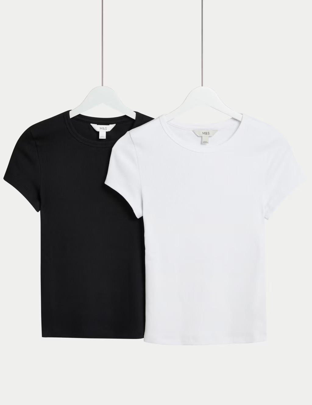 2pk Cotton Rich Slim Ribbed T-Shirts | Marks & Spencer (UK)