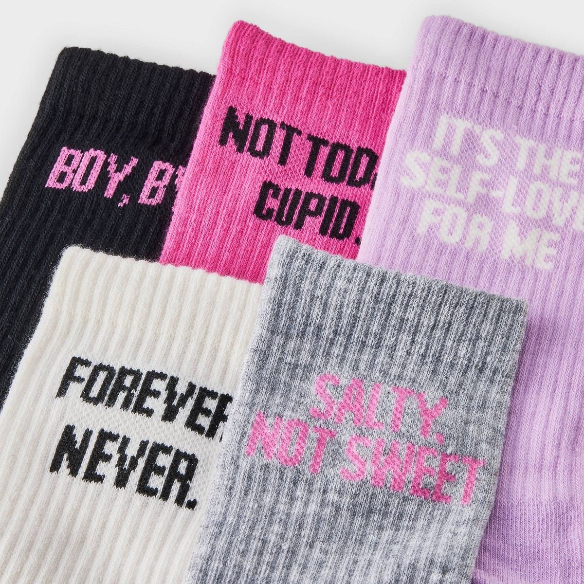 Women's Valentine's Day Ribbed 5pk Crew Socks -  4-10 | Target