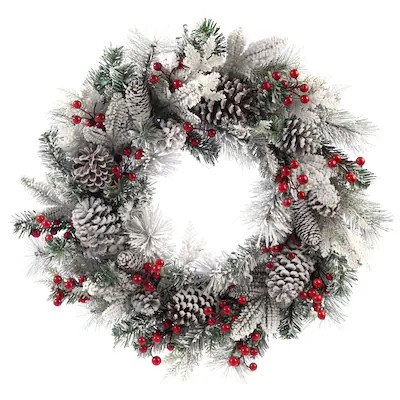 Holiday Living 26-in Flocked Indoor/Outdoor (non powered) multi Mixed green Artificial Christmas ... | Lowe's