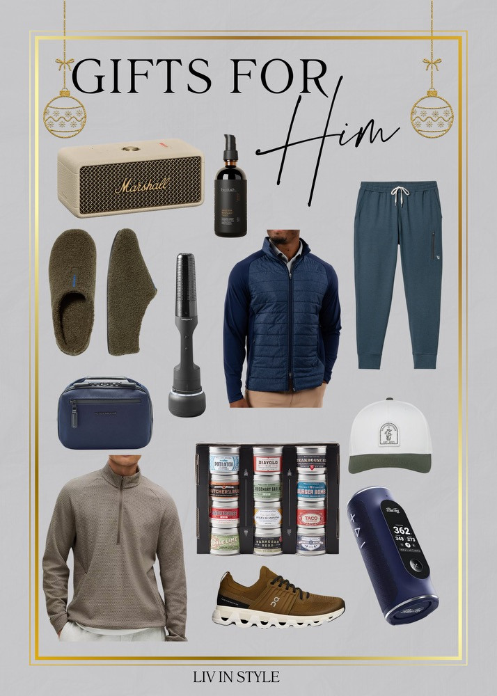 Gift Guide for the "Him" in your life - speakers, cooking accessories, clothing, golf items, and personal care gifts! 

 #LTKGiftGuide #LTKHoliday #LTKSeasonal