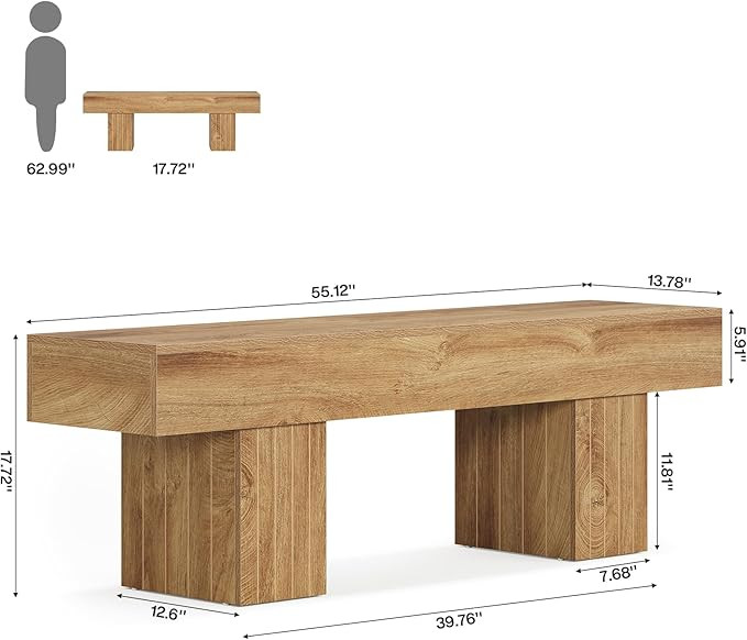 Tribesigns 55" Entryway Bench, Farmhouse Wooden End of Bed Bench, Indoor Bench for Bedroom, Hallw... | Amazon (US)