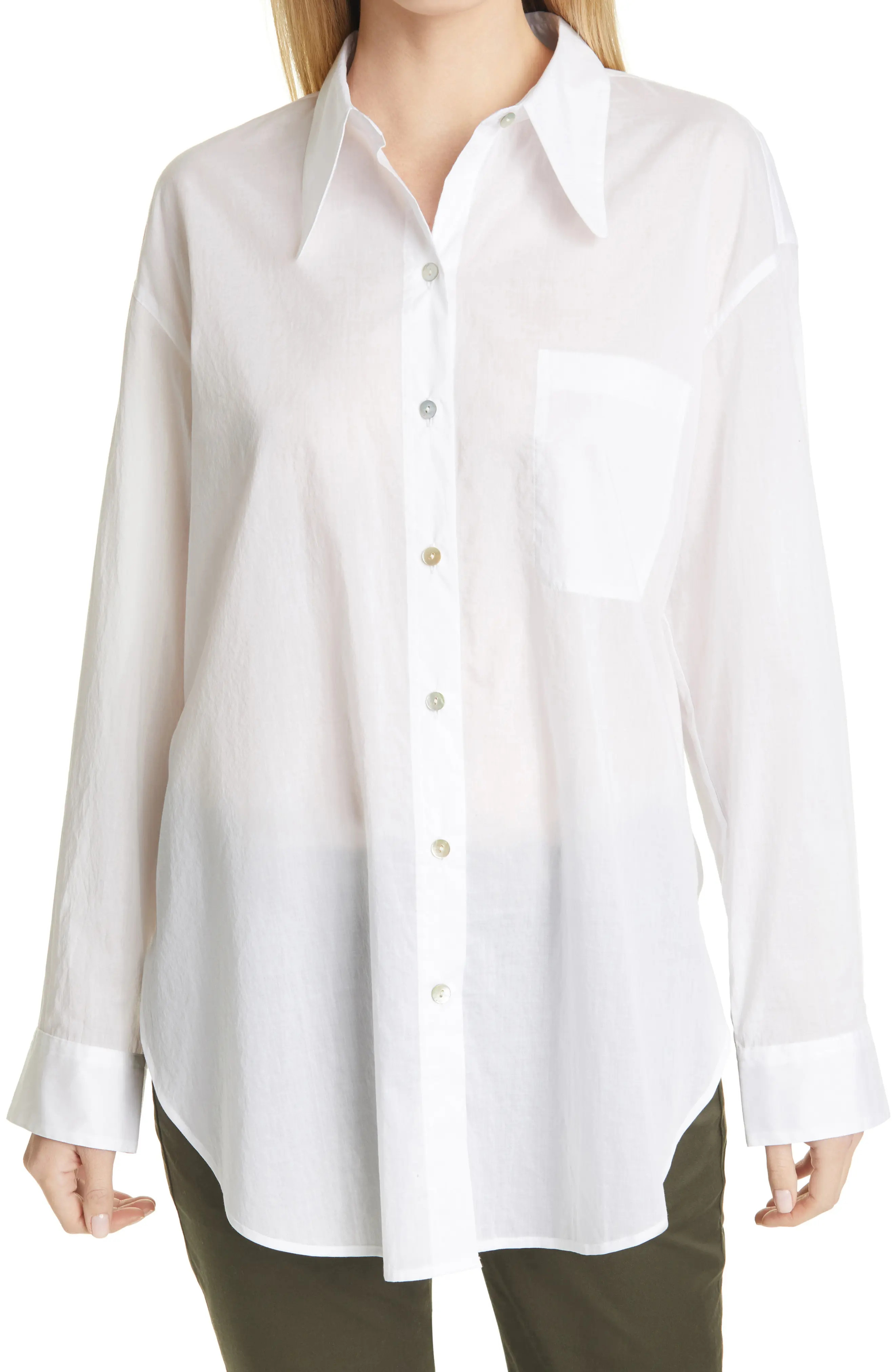 Women's Vince Cotton Button-Up Blouse, Size Small - White | Nordstrom