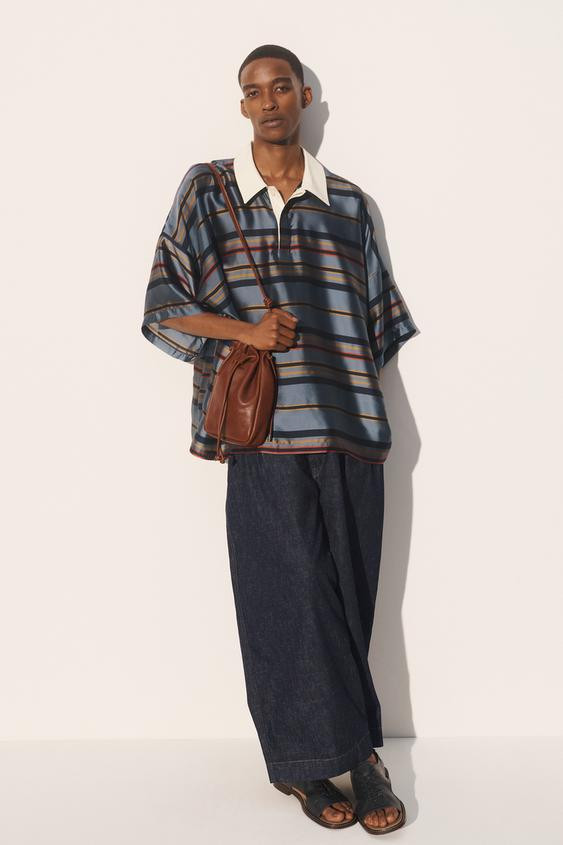 BOXY FIT CUPRO-SILK POLO SHIRT | Zara UK