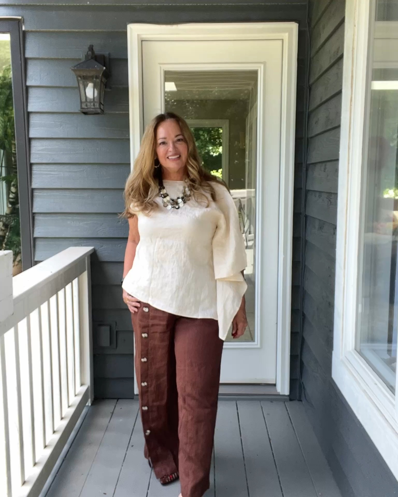 Timeless and elegant. Natural fibers like sustainable linen vibrate at a higher frequency . You feel better in natural fibers. Lets talk about the style and details!

Asymmetrical interesting silhouette blouse with the cool sleeve. 

The cool button detail on the trousers.

#LTKTravel #LTKWorkwear #LTKOver40