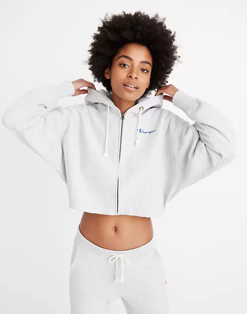 Champion® Reverse Weave® Cropped Full-Zip Hoodie Sweatshirt | Madewell