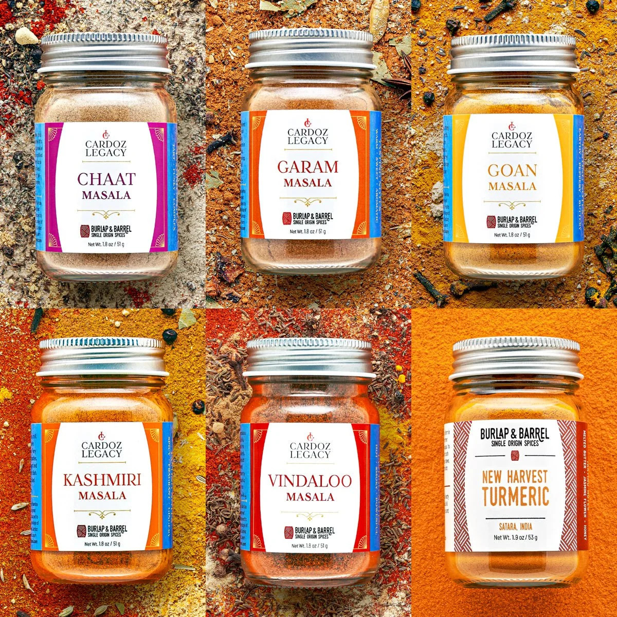 Cardoz Legacy Masalas - Tikka, Vindaloo, Chaat, Goan, Kashmiri, Garam | Burlap & Barrel