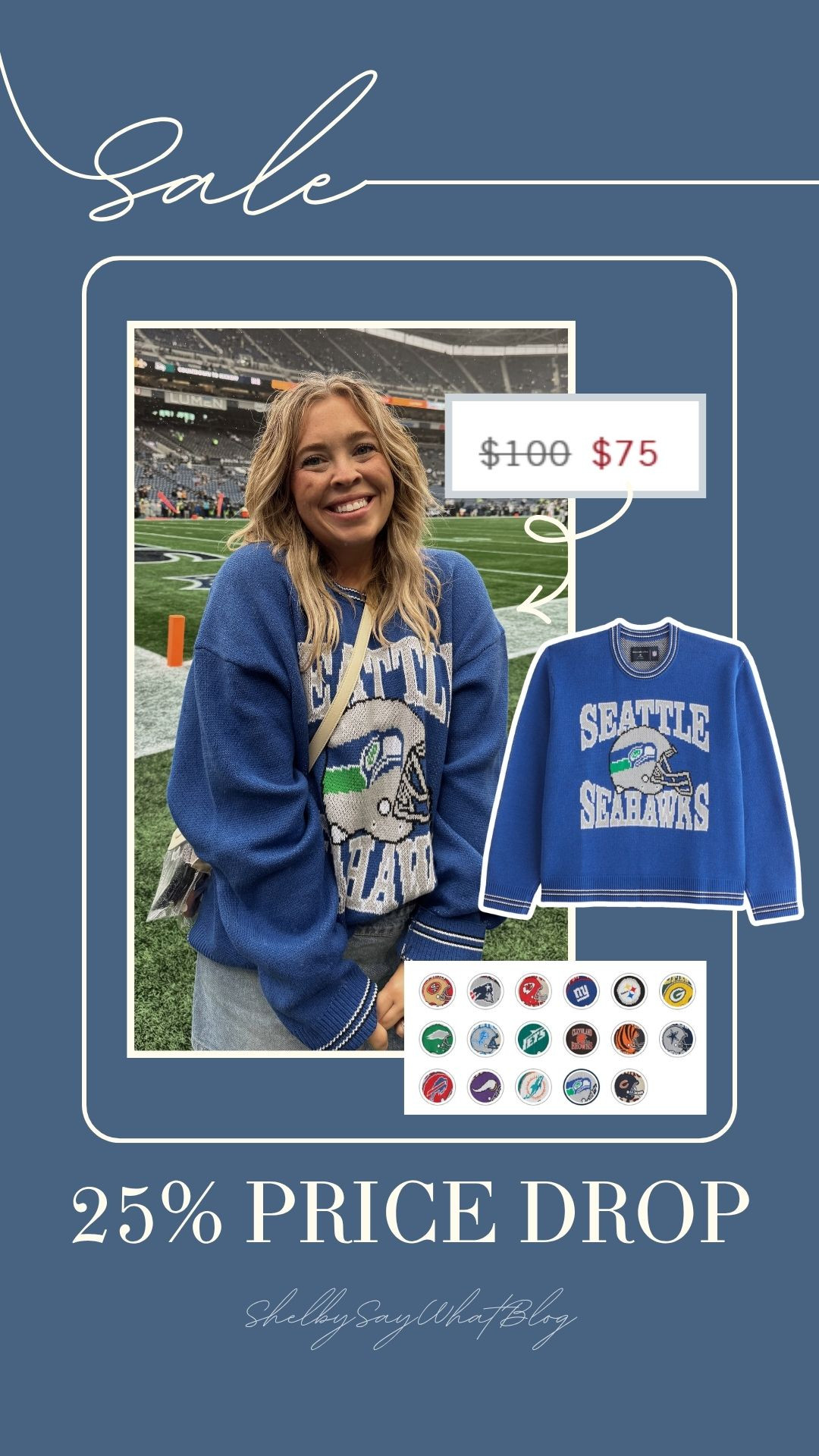 🚨SALE ALERT!🚨 Best selling NFL sweater is 25% off this weekend!🏈💙💚Also has other NFL teams! Wearing an XL in the sweater. Runs VERY oversized! I could have easily worn the Large. Grab your regular size for a very oversized fit or size down for a regular fit. 🫶🏻 

 #LTKSaleAlert #LTKMidsize #LTKFindsUnder100